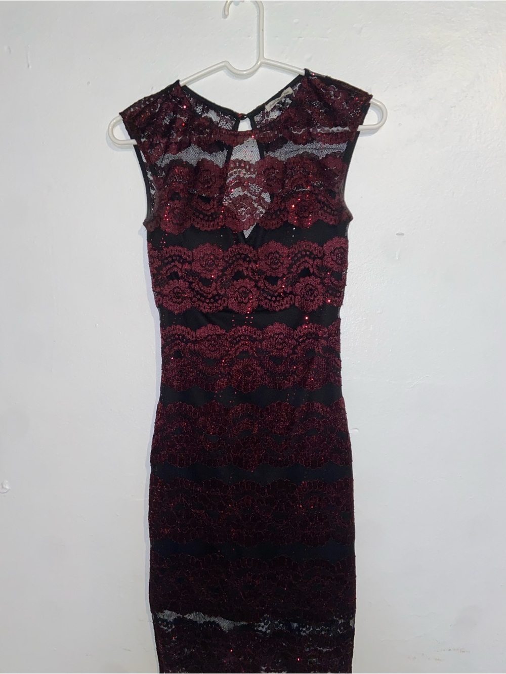 Charlotte Russe Burgundy Lace Sequin Midi Dress